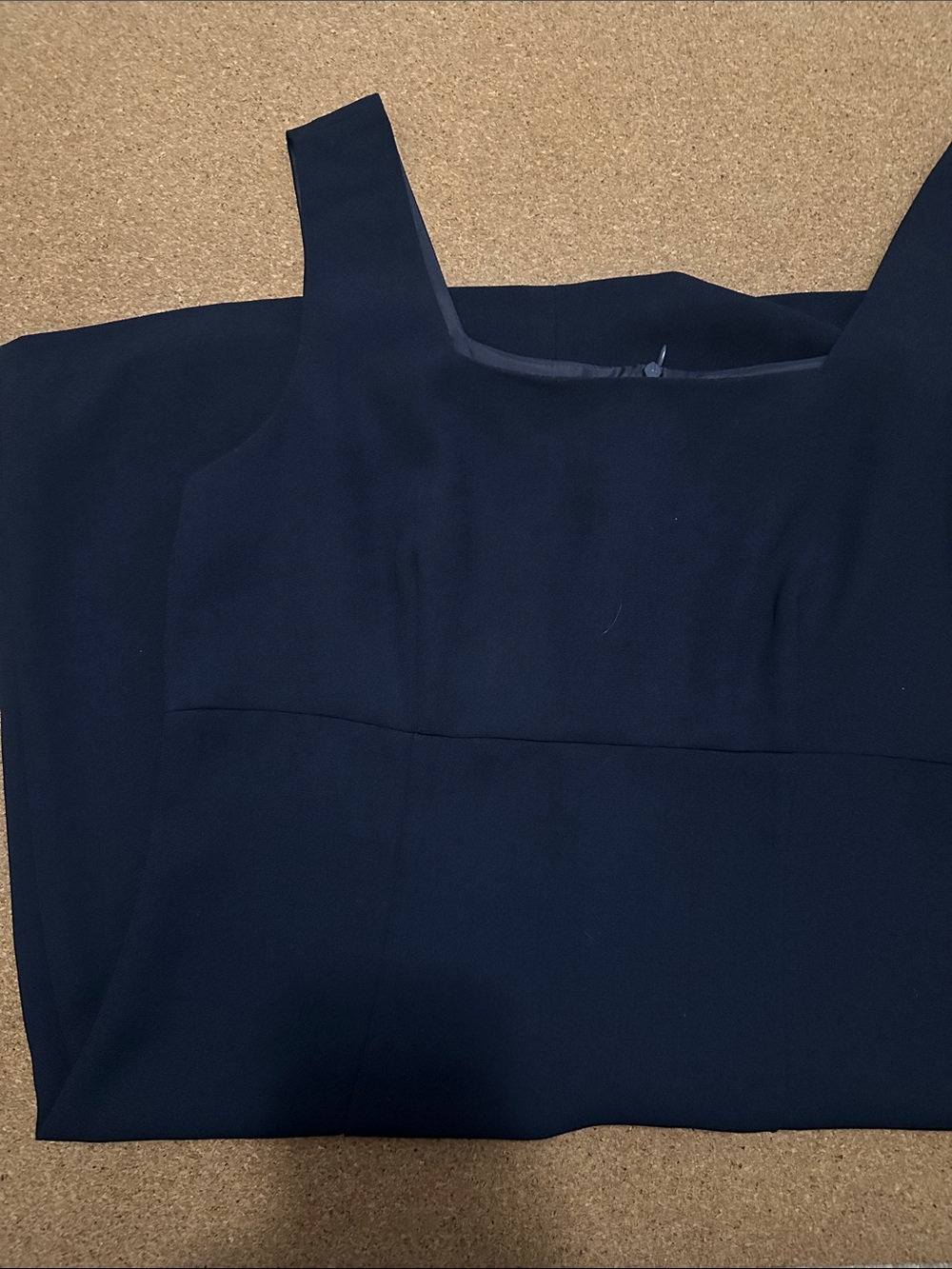 Vintage Classic Navy Square-Neck Women's Dress